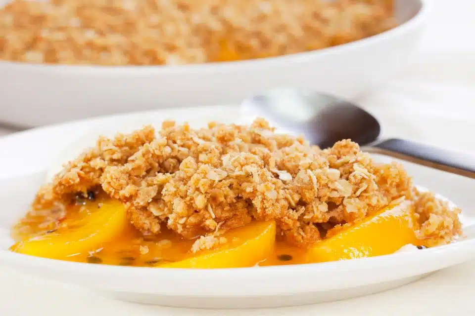 GF vegan peach cobbler